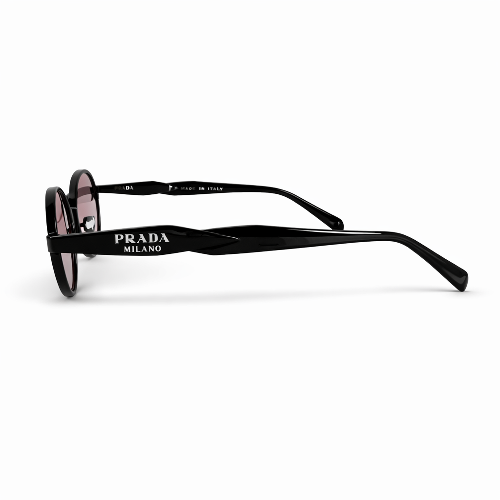 Luxury Black Round Sunglasses with Pink Lenses – Unisex Designer Style Eyewear