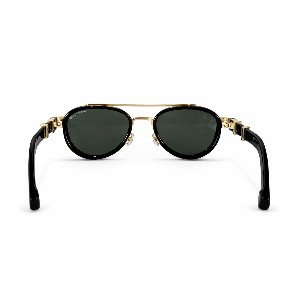 Luxury Gold & Black Round Sunglasses for Men & Women – Premium Designer Eyewear