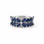 Luxury X-Cut Gemstone Diamond Band Ring – 925 Sterling Silver