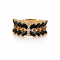 Luxury X-Shape Baguette Stone Adjustable Ring – Gold Plated Statement Jewelry