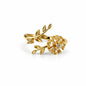 Elegant Gold Floral Adjustable Ring with Halo Crystal Design