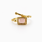 Floral Halo Gemstone Adjustable Ring – Luxury Gold-Tone Statement Ring for Women