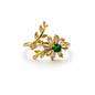 Floral Halo Leaf Adjustable Ring – Gold-Tone with Sparkling Stone Variants