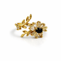 Floral Halo Leaf Adjustable Ring – Gold-Tone with Sparkling Stone Variants