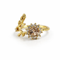 Elegant Leaf Halo Adjustable Gold Ring for Women – Crystal Stone Statement Ring
