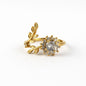 Elegant Leaf Halo Adjustable Gold Ring for Women – Crystal Stone Statement Ring