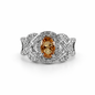 Infinity Halo Silver Ring with Oval Gemstone – Adjustable Luxury Ring
