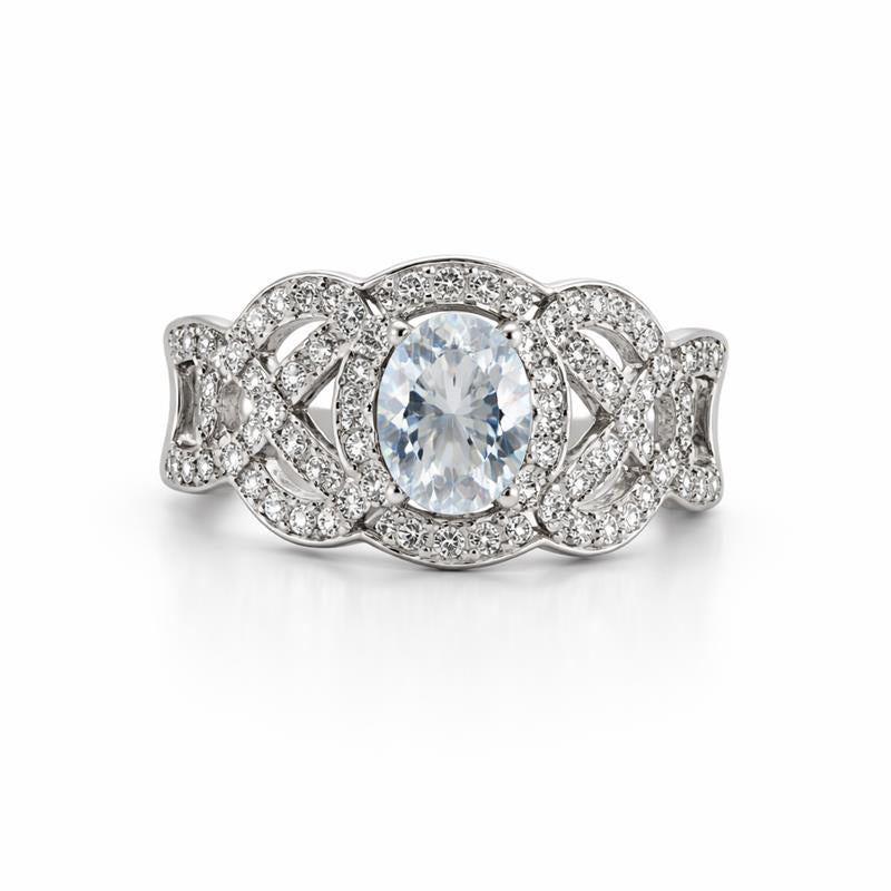 Infinity Halo Silver Ring with Oval Gemstone – Adjustable Luxury Ring
