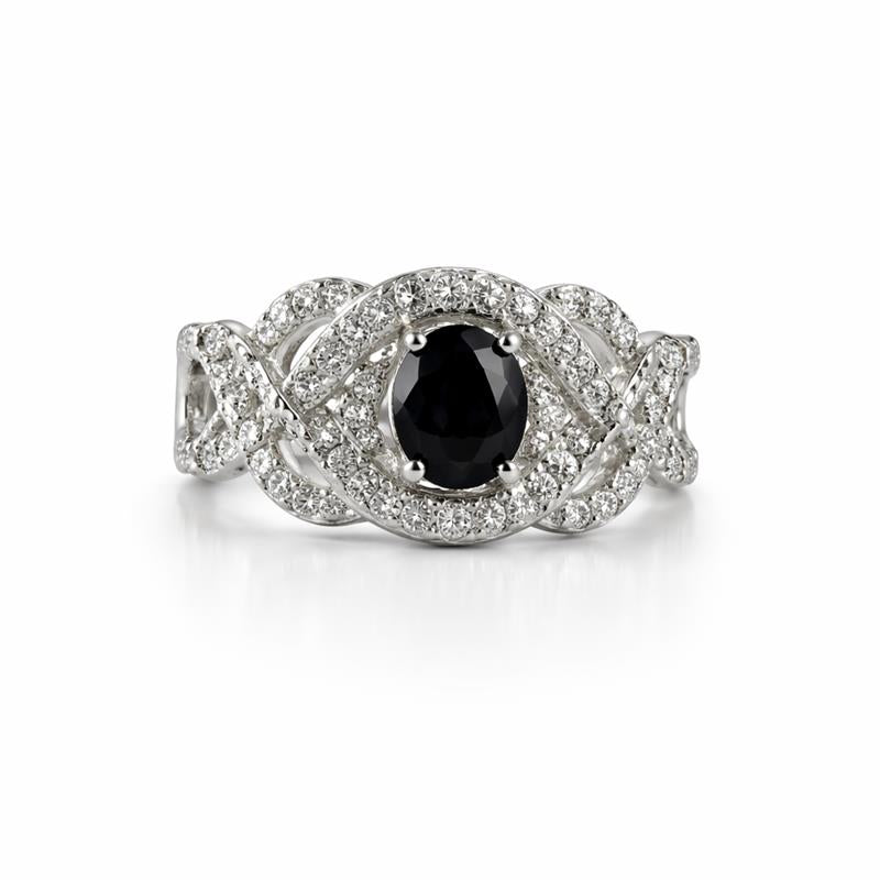 Infinity Halo Silver Ring with Oval Gemstone – Adjustable Luxury Ring