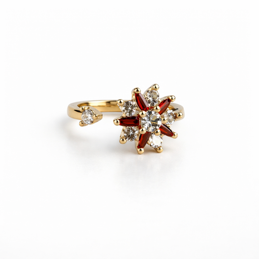Celestial Bloom Adjustable Gold Ring for Women