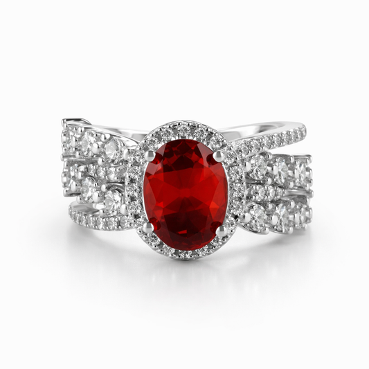 Elegant Stone Halo Ring for Women – Silver Finish