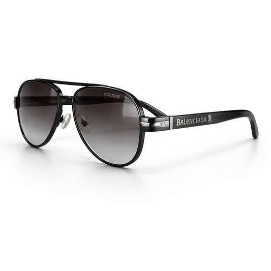 Luxury Inspired Aviator Sunglasses for Men – Black Frame with Grey Gradient Lenses