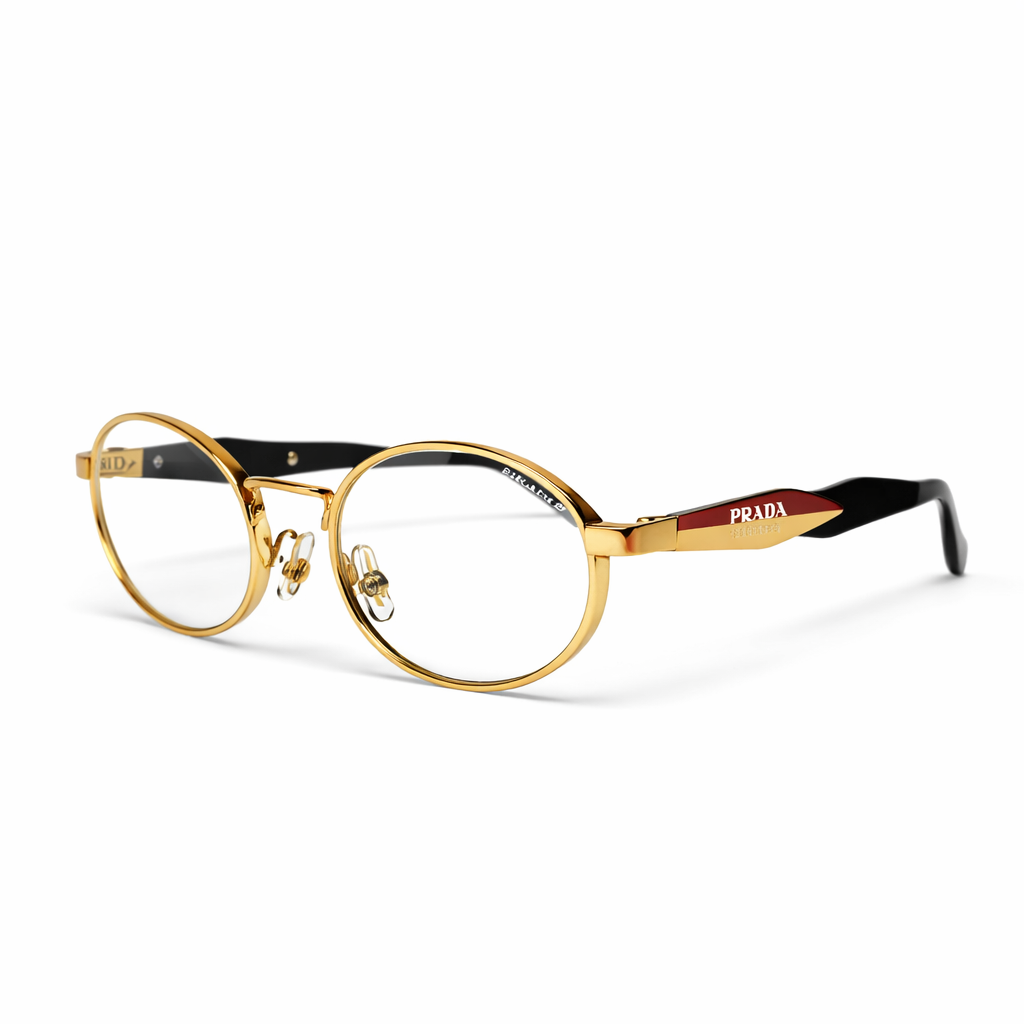 Luxury Gold Round Optical Eyeglasses Frame for Men & Women