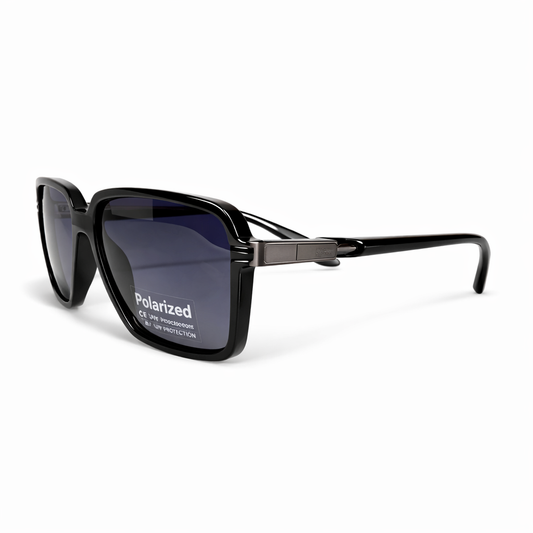 Classic Black Polarized Square Sunglasses – UV400 Protection