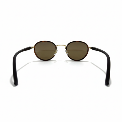 Classic Round Gold Frame Sunglasses with Brown Gradient Lenses