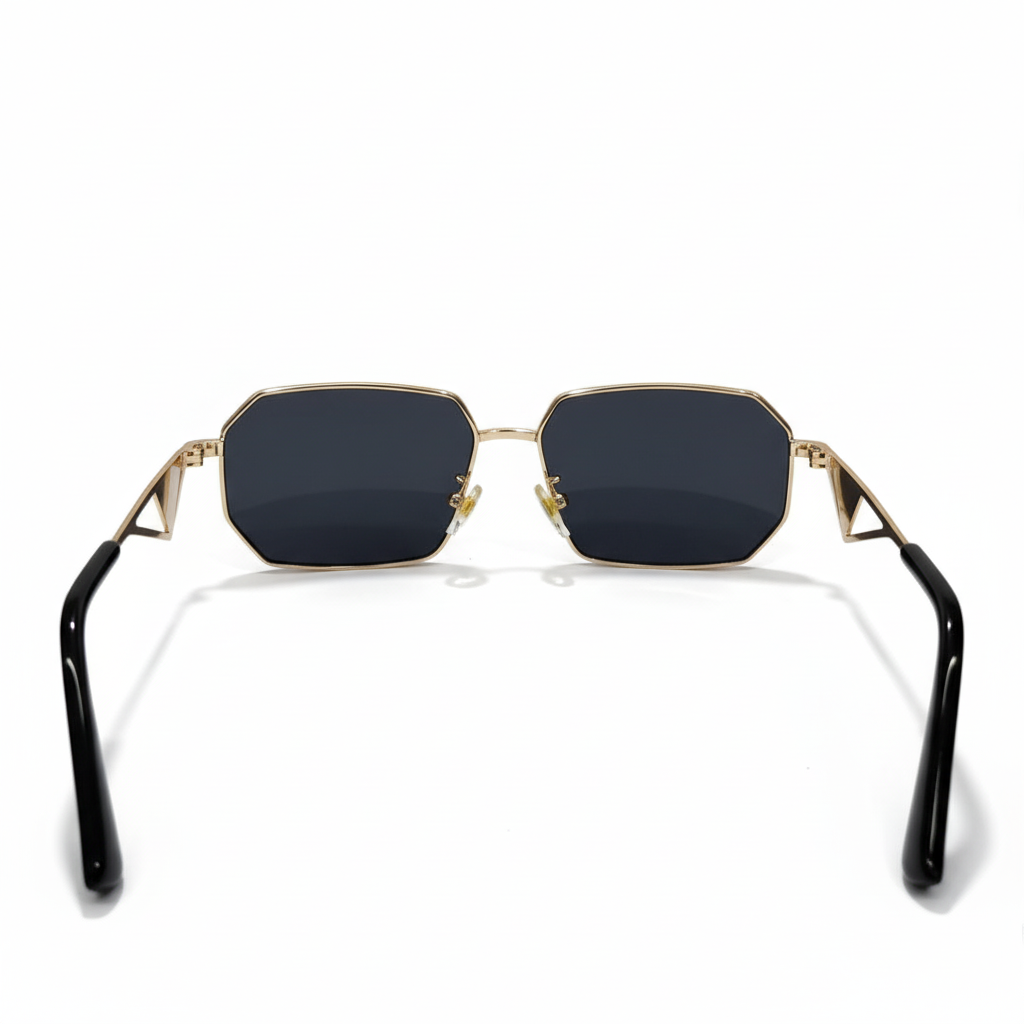 Luxury Gold Geometric Hexagonal Sunglasses - Premium Metal Frame Designer Eyewear