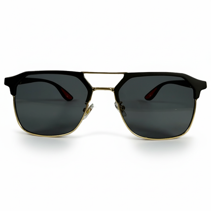Luxury Black & Gold Geometric Frame Sunglasses for Men & Women