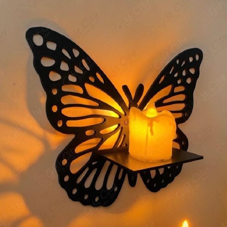 Decorative Butterfly Wall Shelf, Decoration Candlestick, Wall Décor Ideas, Wooden Wall