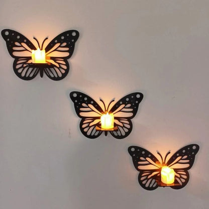 Decorative Butterfly Wall Shelf, Decoration Candlestick, Wall Décor Ideas, Wooden Wall